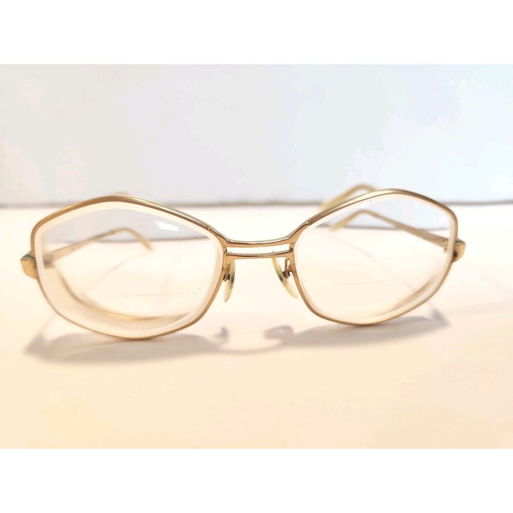 VTG American Optical AO 130 eyeglasses 608 Gold Tone Frames Only 50 □ 16 Hexagon